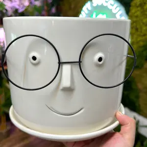 Face Pot with Glasses