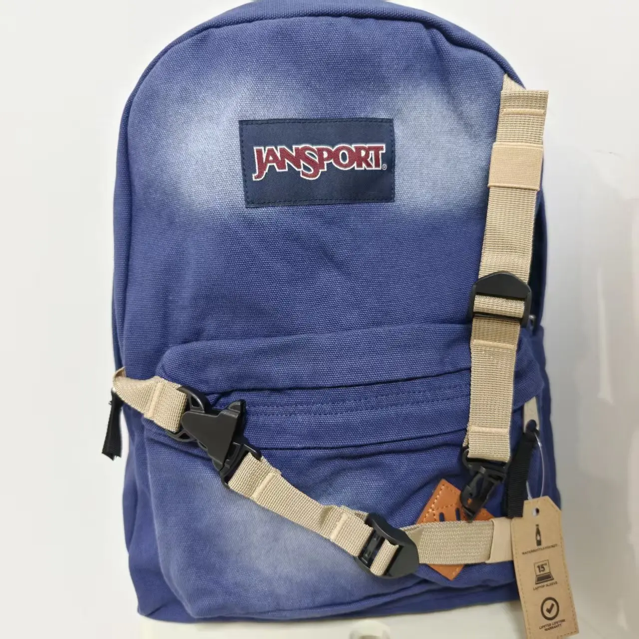 90s Vintage Aesthetic Fade Blue JanSport Backpack Durable Thick Canvas Preppy Campus OOTD Backpack