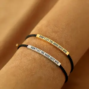 SGGUI Don't Let The Hard Days Win Bracelet for Women Men Handmade Adjustable Cord Bracelet,Stainless Steel,Motivational Gift BraceletDaughter/Sister/Friend/Teen Jewelry Gift
