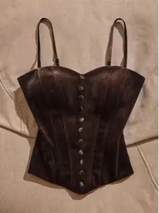 French Style Sexy High-End Velvet Single-Breasted Camisole, Bodycon Tank Top, Slim Fit Waist-Hugging Top for Hot Girls, Chic Inner and Outer Wear