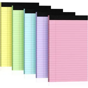 5-Pack Colorful Notepads, 12.7x20.32 cm College Ruled Notebooks, Writing Pads, Legal Sticky Notes, Tear-Off Line Notebooks, Suitable for Work, School, Office Supplies, 30 Sheets per Pack, Notebooks For School, School Supplies