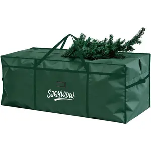 Christmas Tree Storage Bag Fits 9 Ft Large Artificial Tree Reusable Heavy Duty 600D Oxford Cloth Built-in Double Mesh Bags Double Zippers 65×18×27in Green