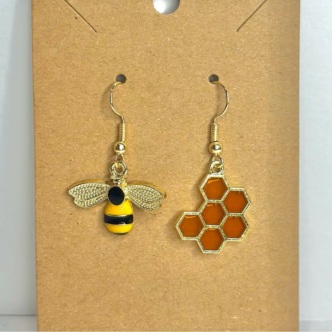 Bee and Honeycomb Earrings