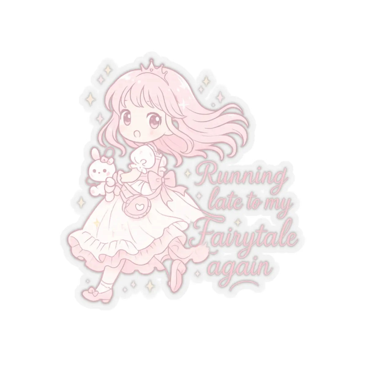 Running Late to My Fairytale Again Sticker – Kawaii Shoujo Vinyl Decal for Journals, Laptops, Planners & Water Bottles