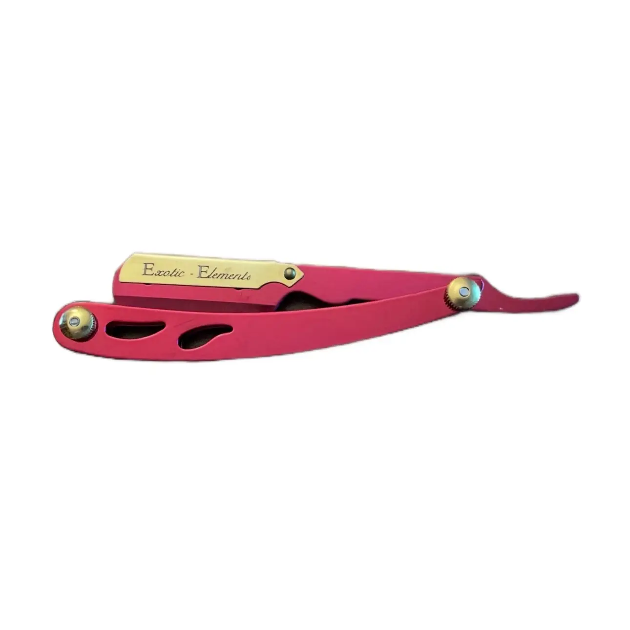 Barbershop Mustache and Beard Straight Edge Razor Professional Barber Stainless Folding Steel Knife Pink and Gold