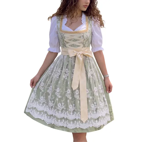 Gift for Her Oktoberfest Dress German Dirndl Bavarian Outfit Sage Green