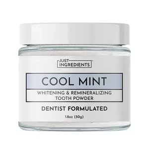 Whitening Remineralizing Tooth Powder (Mint) - Just Ingredients - Fluoride-Free, Whitens, Vegan, Clean - 1 oz Whitening