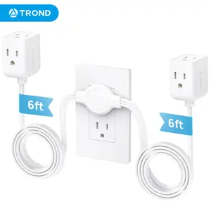 TROND Dual Extension Cord Power Strip, Twin 6ft on Each Side, Ultra-Thin Flat Plug Extension Cord Splitter with Multi Outlets, Ideal for Home Dorm Room Behide Bed Sofa Tv Sets Cable