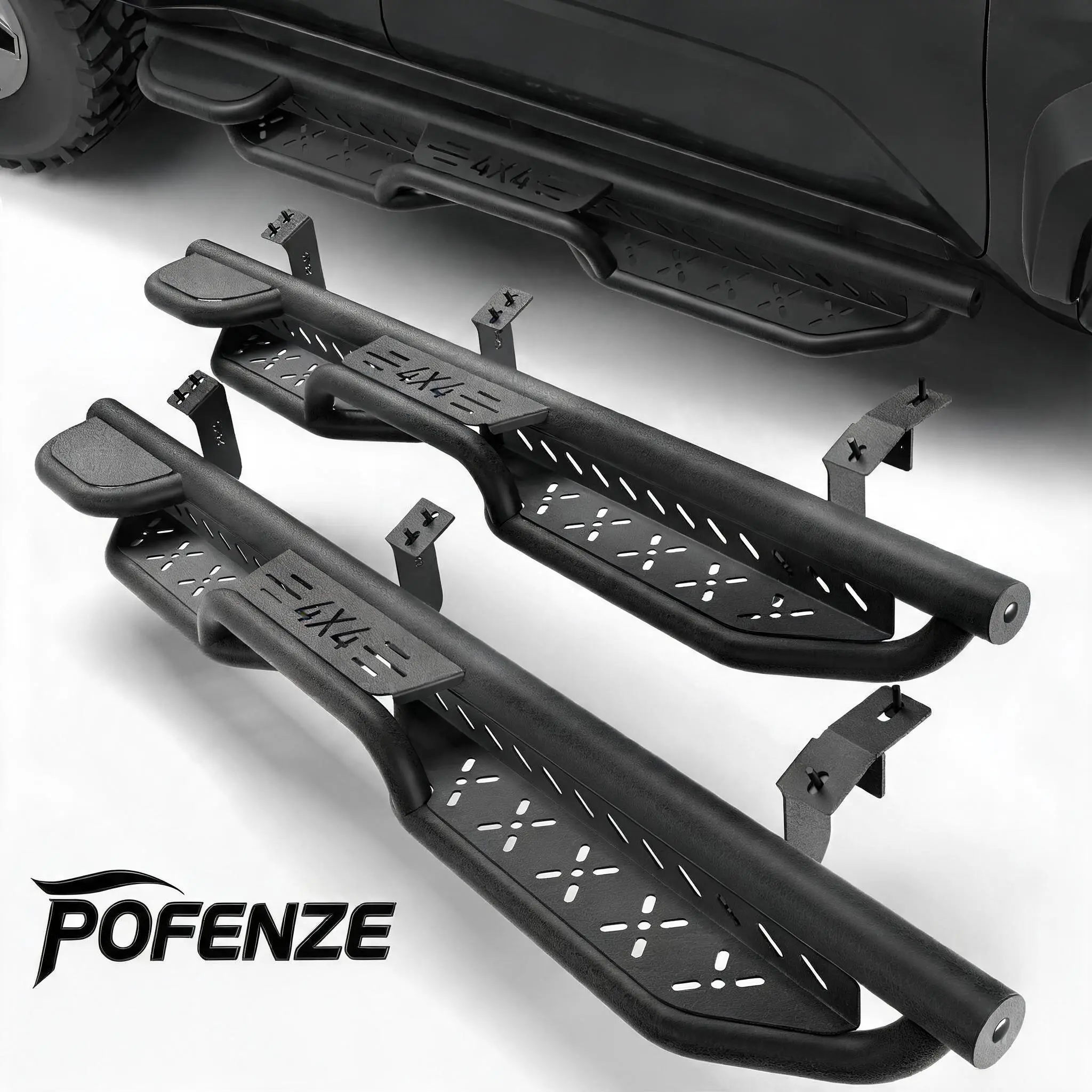 POFENZE-NADIA Running Boards for 2010-2024 Toyota 4Runner CREW CAB SUV, 2-Raised Side Steps | Easy Family Access, Kid-Friendly Steps, 550LB Load Capacity, All-Weather Grip, Roof Access Support, Dual-Step Convenience