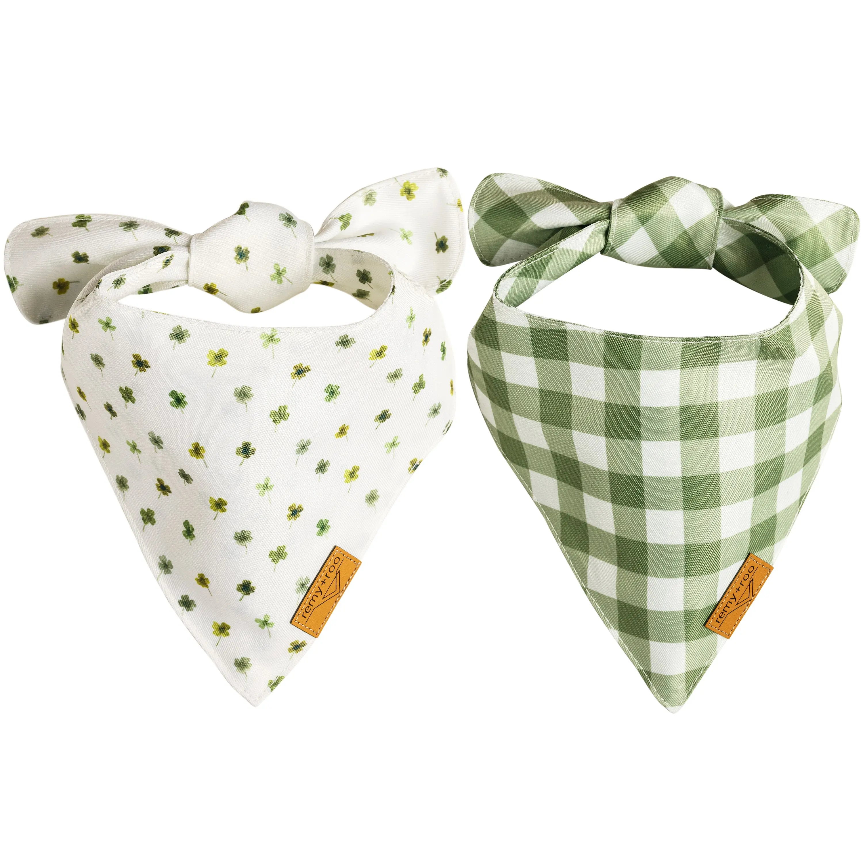 Remy+Roo Stylish Premium Dog Bandanas - 2 Pack Lucky Set | Durable Adjustable Polyester Fabric | Patented Shape Boy & Girl Dog Bandanas