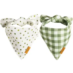 Remy+Roo Stylish Premium Dog Bandanas - 2 Pack Lucky Set | Durable Adjustable Polyester Fabric | Patented Shape Boy & Girl Dog Bandanas