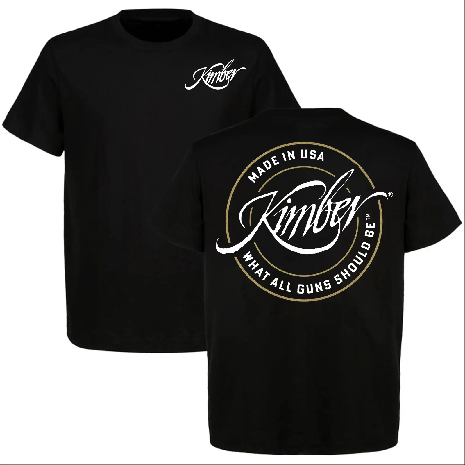 Kimber Made in USA Gun T-Shirt What All Guns Should Be Graphic Tee Tactical 1911 Style Shirt Mens Streetwear Gift for Gun Enthusiasts