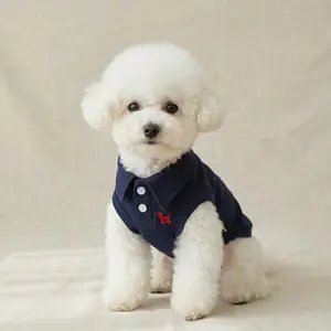 Cat Dog Pet Spring Summer Solid Color Embroidered Polo Vest Shirt Clothes Clothing, Comfortable & Stylish Design, Perfect for Daily Wear