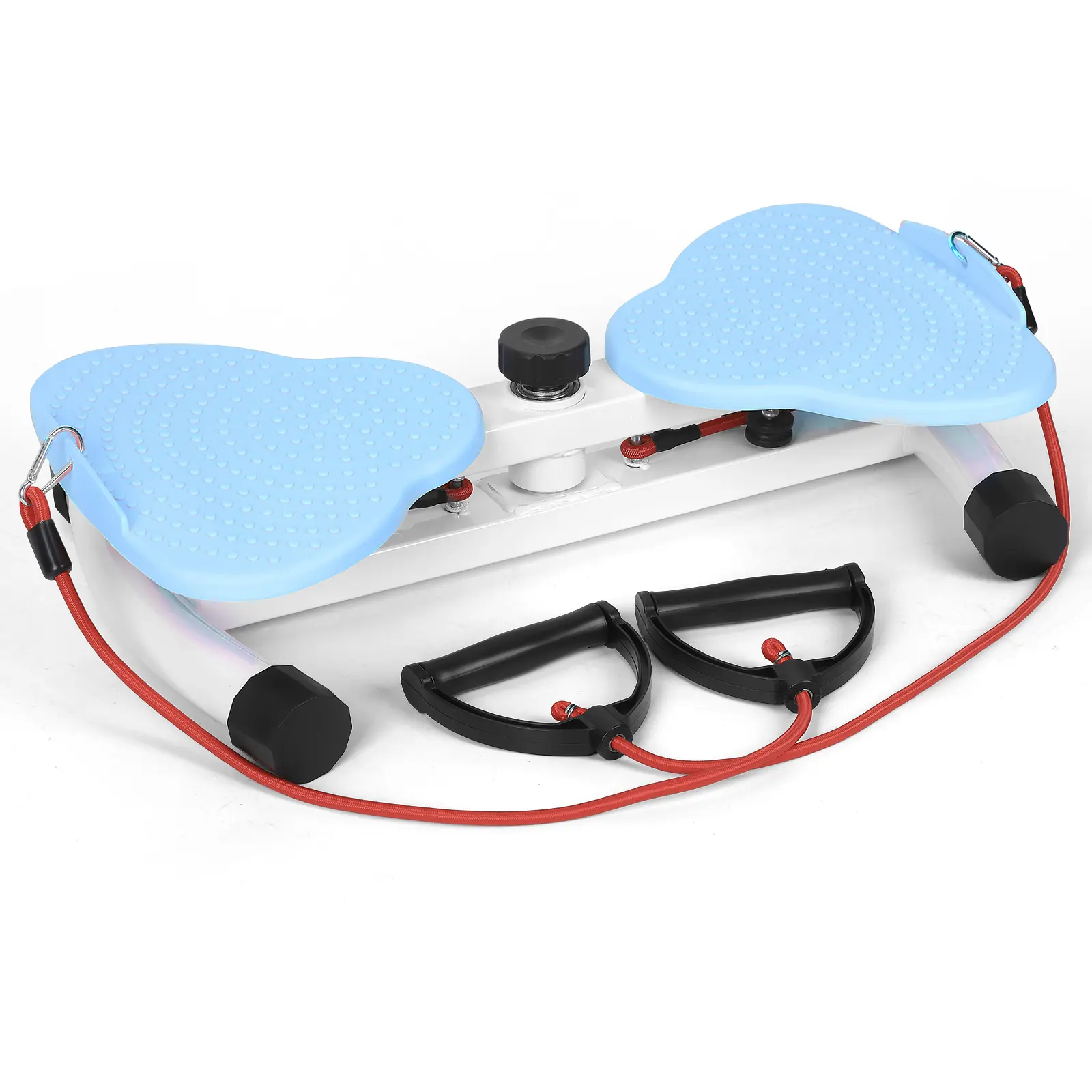 Unisex Compact Blue Portable Twist Stepper Workout Machine - Heavy-Duty Metal Frame, Non-Slip Pedals, Resistance Bands, Multifunctional Fitness Tool, Pedal Exerciser, Portable Fitness Equipment for Indoor Cardio, Waist/Leg/Hip Home Training