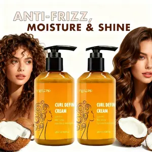2 Bottles 280ML Curl Defining Styling Cream Haircare, Enhances Hair Gloss and Volume, Moisturizes Wavy and Curly Hair, Deep Conditioning, Anti-Frizz, Smooths Hair, Moisture Boost, Wavy Support