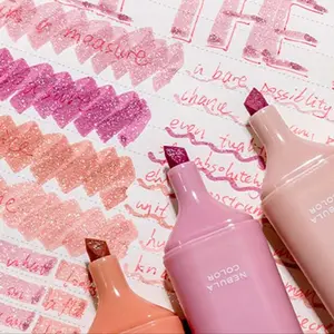 4 Pack Glitter Highlighters, Student Stationery Marking Pens, High Capacity Color Markers, Suitable for Writing and Drawing