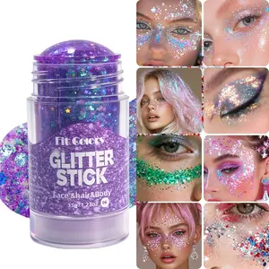 Multi-Use Glitter Stick for Face, Hair and Body with Chunky Holographic Sequins, Long-Lasting Radiant Shimmer Body Glitter for Festival, Rave and Party Makeup