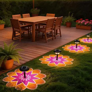 Solar LED Outdoor Petal Projection Lamp, Automatic Switch, 4 Flower Patterns, Garden Decor Light for Lawn, Pathway, Yard, Solar Garden Lights