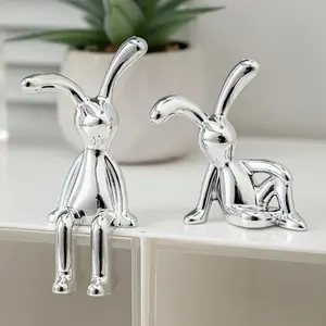 Rabbit Design Resin Ornament, 2 Counts Modern Rabbit Statue, Collectible Figurines, Fantasy Themed Decorative Collectibles for Living Room, Bedroom and All Room Types