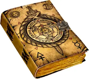Blank Spell Book of Shadows Journal  Supplies  Spell for Men & Women 200 Pages with Lock Clasp  Handmade Deckle Edge Paper, Leather Sketchbook, Drawing Journal, Leather Journal,