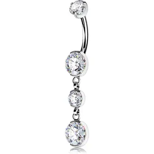 Oufer 14G Implant Grade Titanium Internally Threaded Dangle CZ Gems Belly Button Ring Belly Piercing Jewelry belly piercing