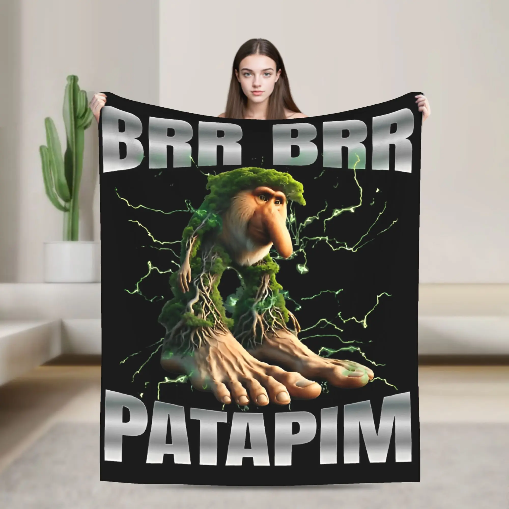 Italian Brainrot Brr Brr Patapim Meme Blanket Ultra Soft Lightweight Flannel Plush Thin Quilt For Spring Autumn Use Perfect Home Car Comfort Machine Washable Durable