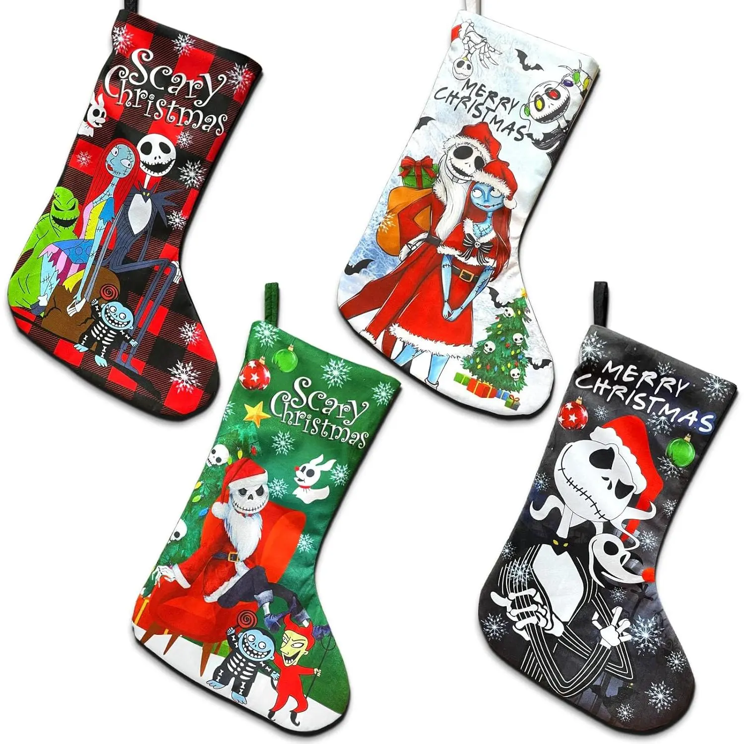 4Pack Christmas Stockings 18 Inches Xmas Stockings Large Christmas Stockings for Fireplace Hanging Xmas Home Christmas Decoration Christmas Tree Decor