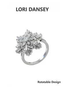 Luxury Rotating Snowflake Ring, & Silver Color Options, Full Diamond Zirconia, Stress Relief Design, Christmas New Year Gift