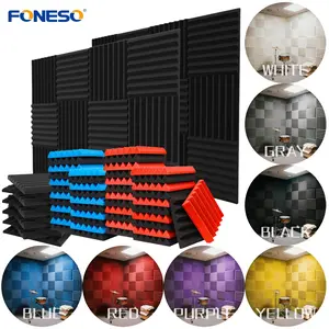 6-12PCS Acoustic Foam Panels Wedge, Professional Acoustic Environments, 12"x12"x1" Sound Absorption Noise Reduction Wall Tiles, Reduce Echo Reverberation for Quiet, for Home Office Reading Meeting Room Study Cinema Music Recording Studio Media Gaming Room