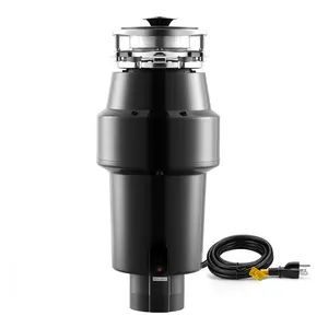 VEVOR Food Waste Garbage Disposal, 1HP 3700RPM DC Motor, Continuous Feed Kitchen Sink Garbage Disposer, 3-Bolt Mount Food Waste Grinding System with Splash Guard & Power Cord for Kitchens