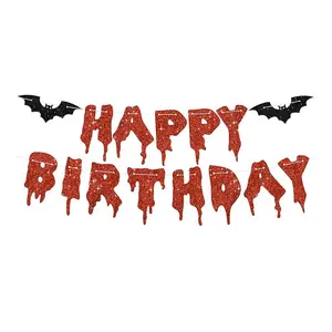 Spooky Halloween Party Supplies Glittery Letters Ghosts Home Decorations Photo Booth Props Festive Birthday Banner and Favors