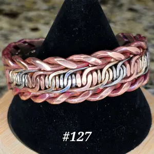 #127 Pure Copper | SS | SB  6 1/2" x 7/8"   Hand-Woven Cuff Bracelet – Handmade Artisan Jewelry – Unisex – Gift Ready