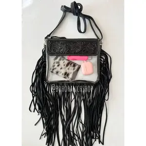 Tooled Leather Clear Crossbody - Rodeo Concert Game Day Stadium