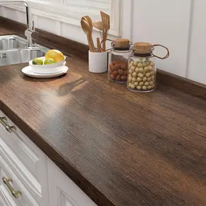 Brown Walnut Wood Contact Paper for Countertops Waterproof Vintage Wood Wallpaper Peel and Stick Countertops for Kitchen Removable Wood Grain Contact Paper for Cabinets Desk Drawers 15.8"x80"