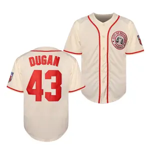 Classic Baseball Jersey #43 City of Rockford Peaches A League of Their Own Movie Men's Short Sleeve Cream Red Trim DUGAN Stitched Comfortable Stylish