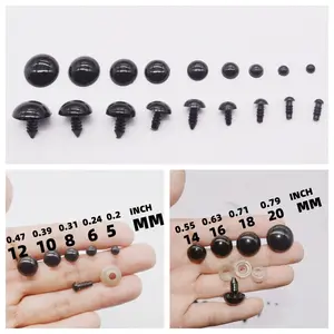 Plastic Screw Rod Safety Eyes， 5mm-20mm for Animal Dolls, Stuffed Crochet Eyes with Washers, Craft Doll Eyes & Noses for Teddy Bears