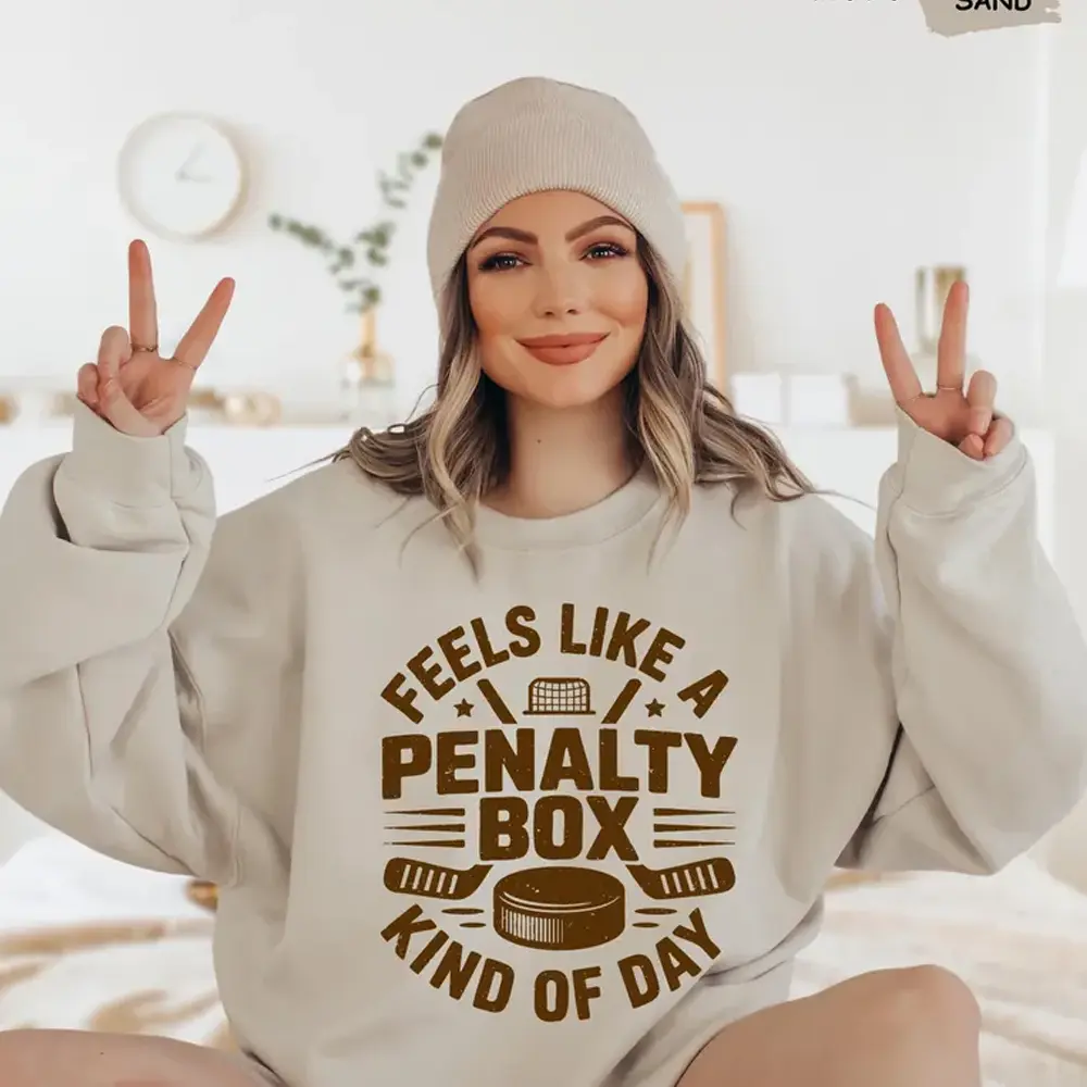 Feels Like A Penalty Box Kind Of Day Sweatshirt, Funny Ice Hockey Hoodie, Ice Rink Coach Gift, Hockey Mom Sweater, Winter Sports Team Gift