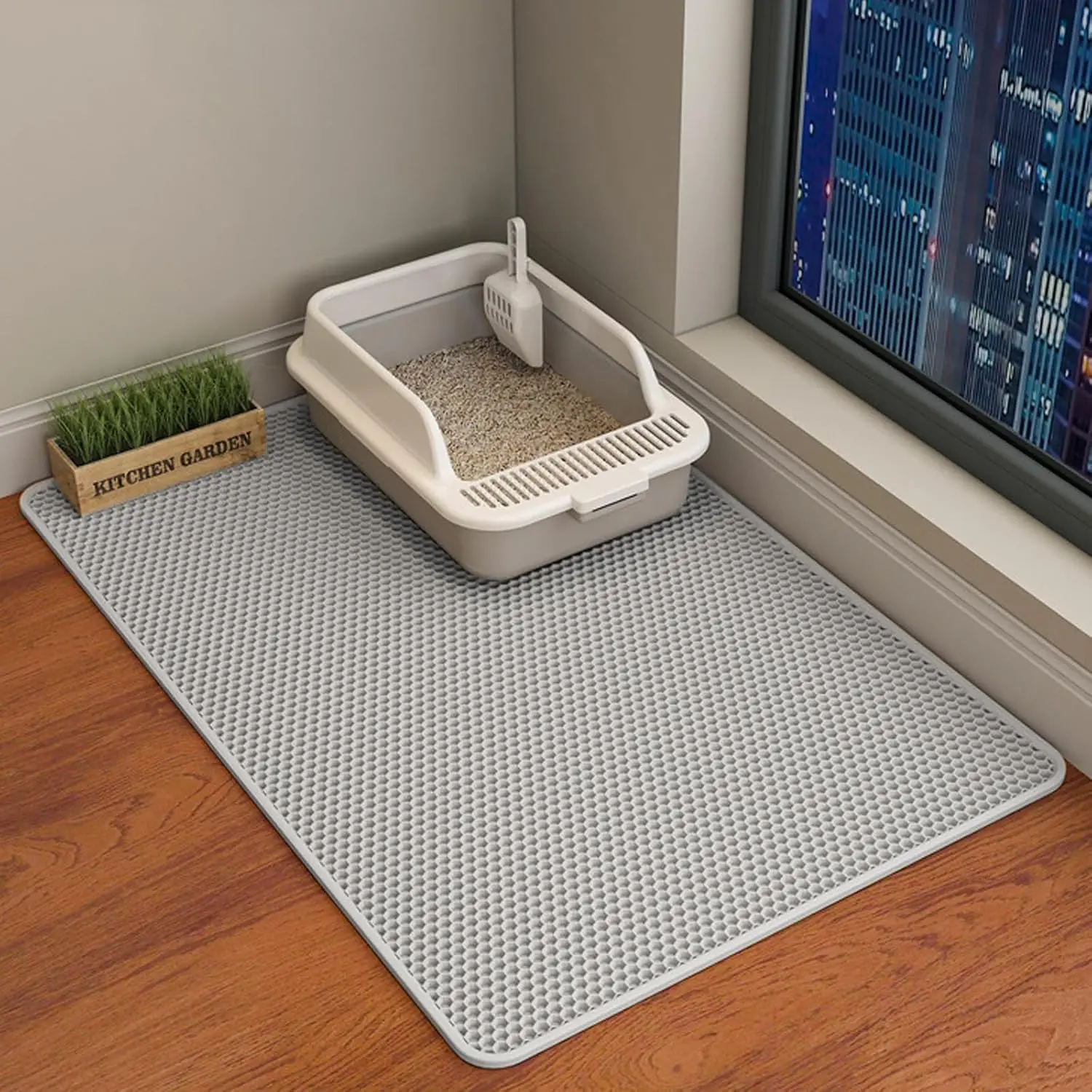 Cat Litter Mat - Compact Design, Double Layer Design, Waterproof Non-Slip EVA Litter Trapper for Scatter Control, Easy to Clean Pet Supply for Maintaining a Clean Living Space