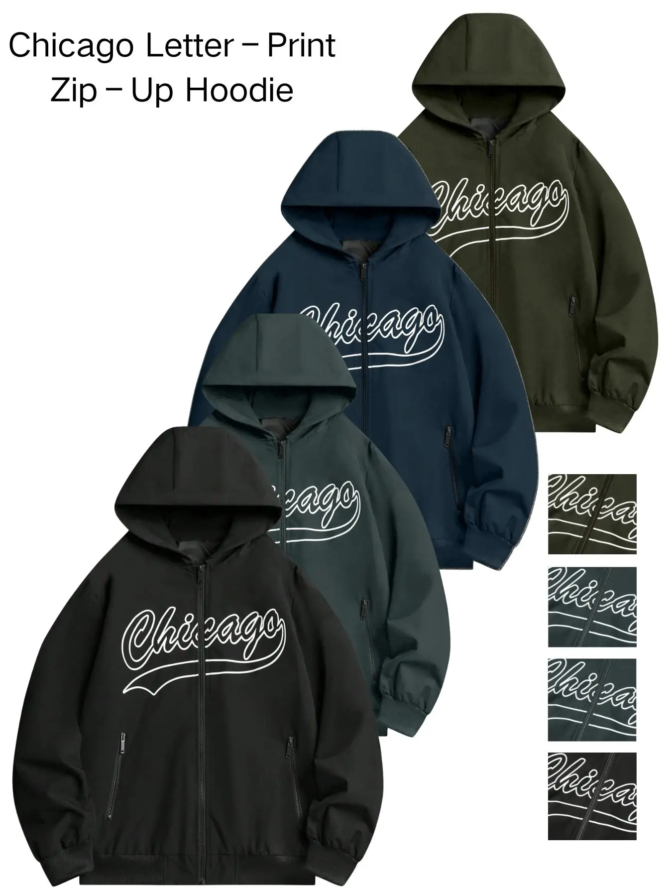 Retro handwritten hollow letter print hooded jacket with side zipper pockets for secure storage; ribbed cuffs resist deformation even after prolonged wear; loose drop-shoulder cut that doesn’t feel tight—suitable for both commuting and casual outfits.