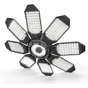 Led Garage Light - 200W 20000LM Super Bright 6500K Garage Lights Ceiling Led w/ 8 Adjustable Panels Compatible for E26/E27 Garage Light Socket Applicable for Workshop Barn Warehouse Attic