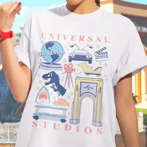 Universal Park Icons T-Shirt | Retro Universal Studios Graphic Tee | Epic Universe Islands of Adventure Souvenir Shirt