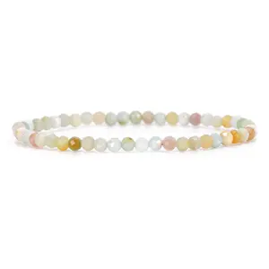 Angelstones Natural Multicolor Amazonite Gemstone Stretch Bracelet, 4mm Faceted Round Beads, Crystal Healing for Women