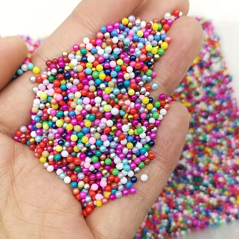2000pcs Acrylic Micro Beads for Nail Art DIY, 0.2cm Hole-Free Candy Beads, DIY Beading, Beading Making, Bulk Beads, DIY Craft Embellishments, UV Gel Sand Material, Office Supplies, Frame Decorations