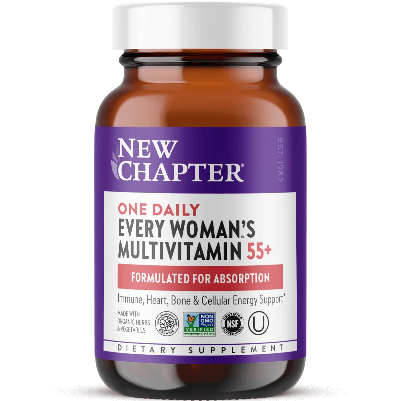 NEW CHAPTER Every Woman's One Daily Organic Multivitamin Supplement for 55+, Women's Tablet with Fermented Nutrients for Energy, Healthy Aging, Immune Support, Heart Health - 30ct