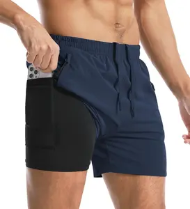 Aolesy Men's Gym Shorts Linerless & Liner - 5" Quick Dry Workout Running Shorts with Zip Pockets Sports Athletic Shorts