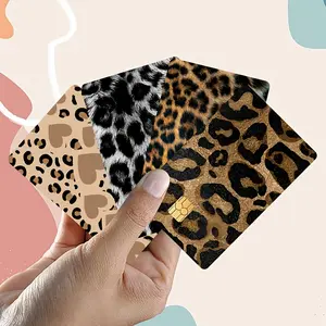4pcs Leopard Print Card Stickers for Credit Debit Transportation Room Key Cards Skin Decals