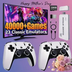 2026  Retro Game Console, 128GB Supports Up to 40,000+ Games & 23+ Emulators, 2 Wireless Controllers, Plug & Play Video Gamepad for Family