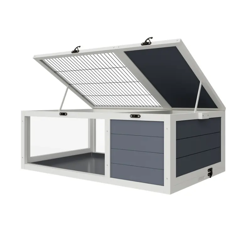 39.5in Solid Fir Wood Eco-Friendly Paint Tortoise House - Outdoor Turtles Habitat, Indoor Reptile Cage with 360° View, 2 Removable Waterproof Trays, Easy-to-Clean for Small Lizards