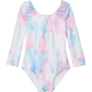 KF5-CPA008 Girls Gymnastics Leotards Long Sleeve Bodysuits Shiny Colorful One Piece Tumbling Outfits