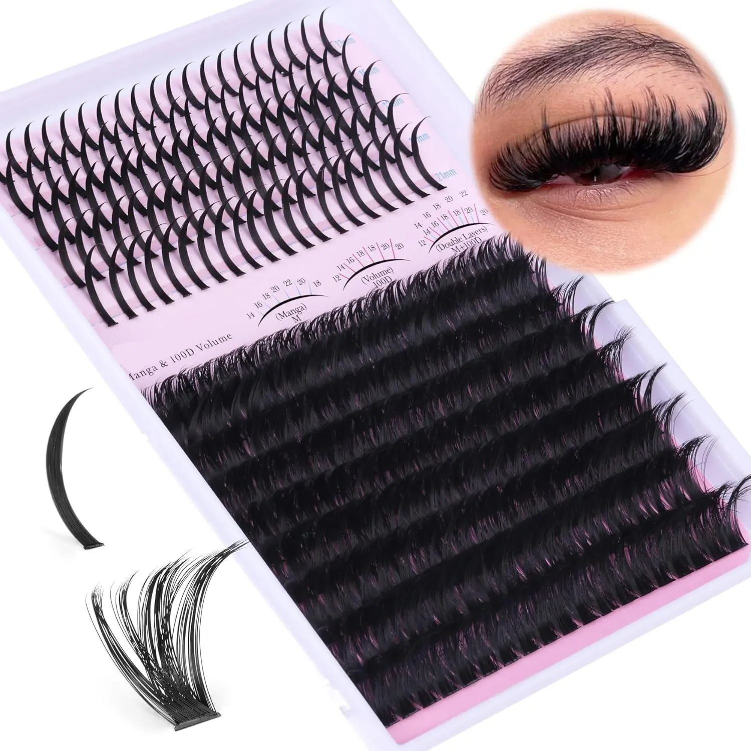 Individual False Eyelash Set, 100d Curl Eyelashes, Natural Look Eyelash Extensions, Self Grafting Curl Eyelashes, Volumized False Eyelashes, Cosmetic False Lashes, Glueless Lashes Clusters, DIY Eyelash Clusters